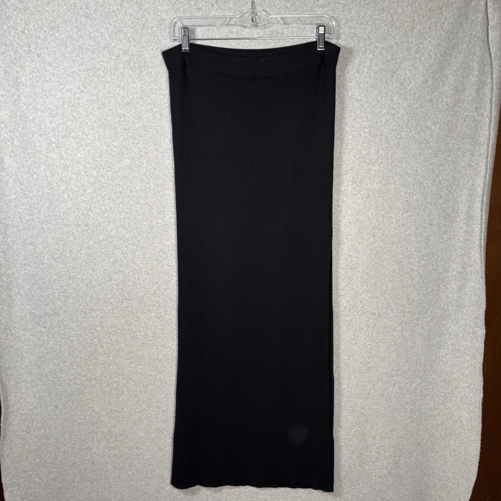Abercrombie fitch midi skirt womens medium black pull on pleated strech jersey